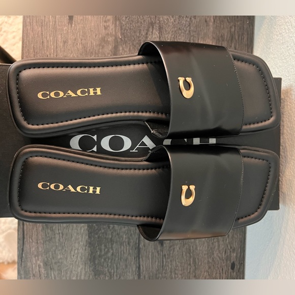 Coach Glossy Black Men's Sandals - Picture 3 of 5